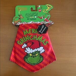 Grinch Pet Bandana with Red and Green Design